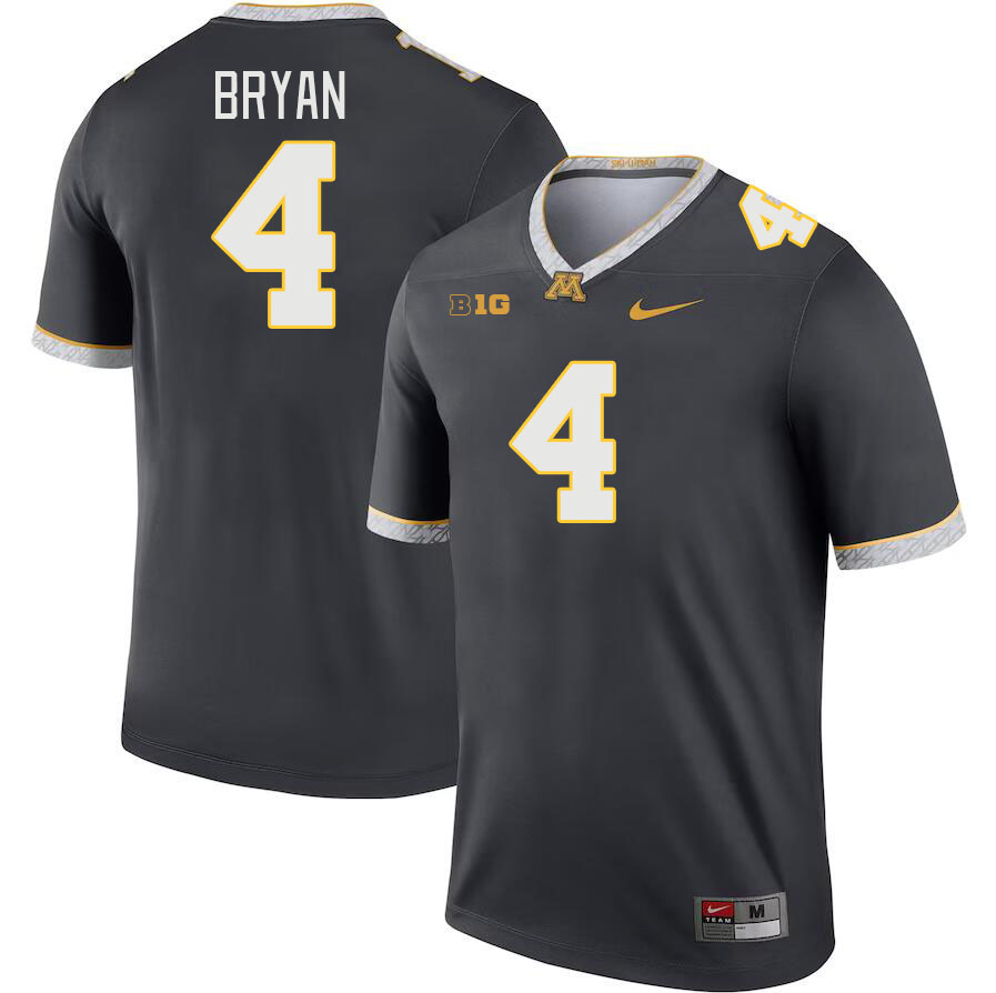 Men #4 Za'Quan Bryan Minnesota Golden Gophers College Football Jerseys Stitched Sale-Charcoal